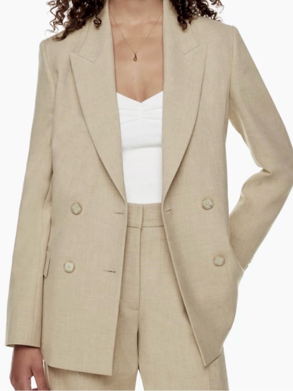 Aritzia Wilfred Destiny double breast Blazer Size 4 light tan beige corpcore